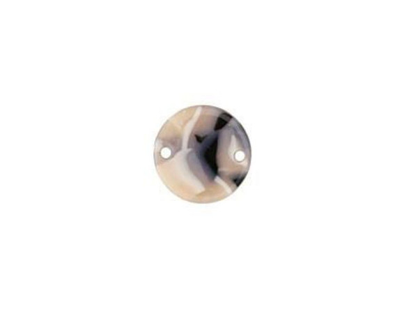 Acetate Coin 2-hole Connector, 14mm - Black Pearl (Each)