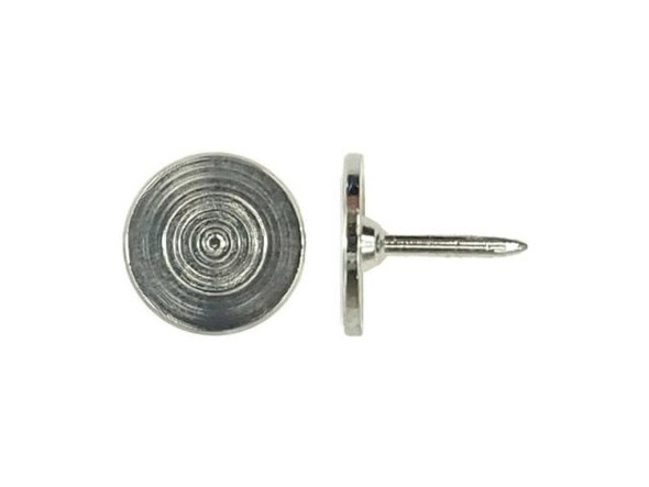 White Plated Tie Tack, 7mm Post, 9.6mm Pad (12 Pieces)