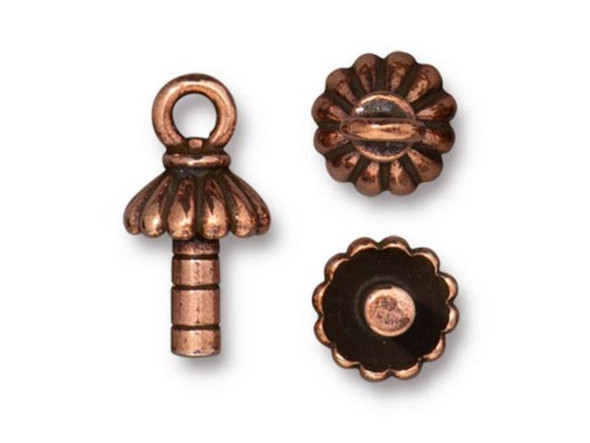 TierraCast Joy Glue-On Cap - Antiqued Copper Plated (Each)