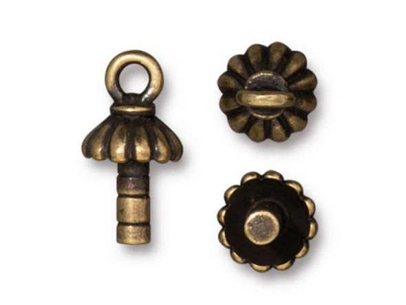 TierraCast Joy Glue-On Cap - Antiqued Brass Plated (Each)