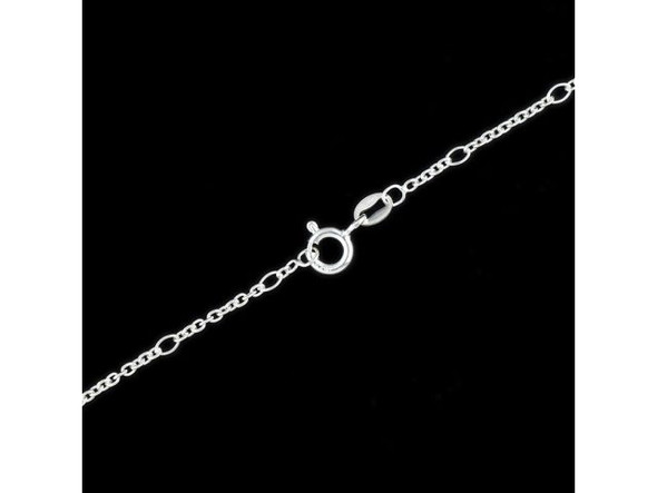 Sterling Silver Cable Chain Necklace with Ovals, 18" (each)