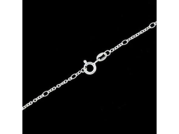 Sterling Silver Cable Chain Necklace with Ovals, 18" (Each)