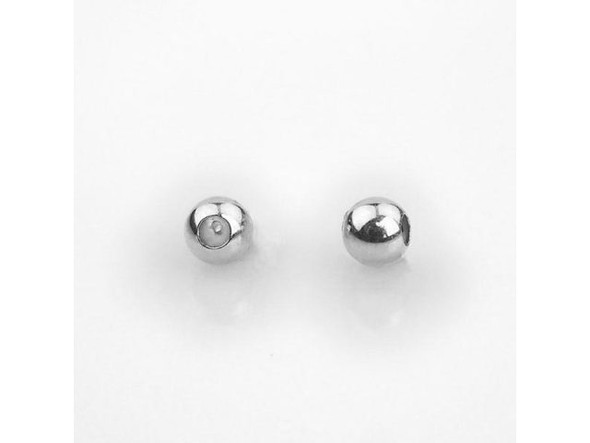 Sterling Silver 4mm Round Bead, Silicone-Lined (Each)