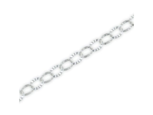 Sterling Silver Oval Cable Sunburst Chain, Footage, 3.1mm (foot)