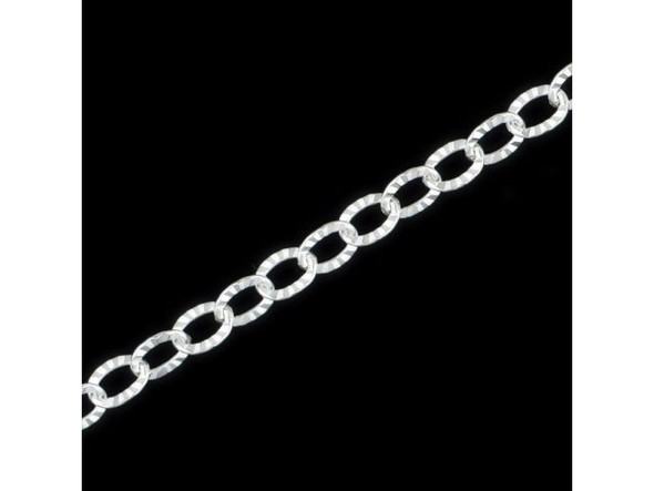 Sterling Silver Oval Cable Sunburst Chain, Footage, 3.1mm (foot)