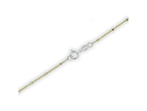 Sterling Silver Two-Tone Faceted Satellite Chain Necklace, 18" (Each)