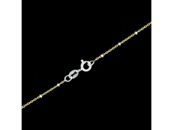 Sterling Silver Two-Tone Faceted Satellite Chain Necklace, 18" (each)