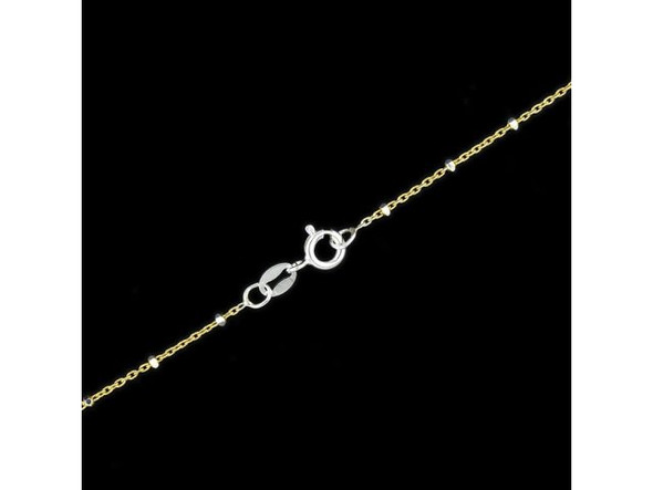 Sterling Silver Two-Tone Faceted Satellite Chain Necklace, 18" (Each)