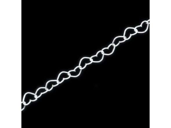 Sterling Silver Heart Link Chain, Footage, 3.3mm (foot)
