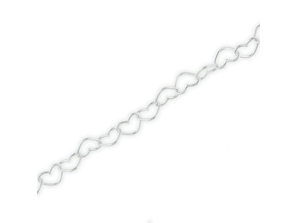 Sterling Silver Heart Link Chain, Footage, 3.3mm (foot)