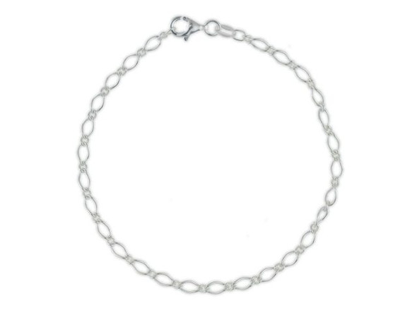 Sterling Silver Diamond Curb Bracelet, 7.5" (Each)