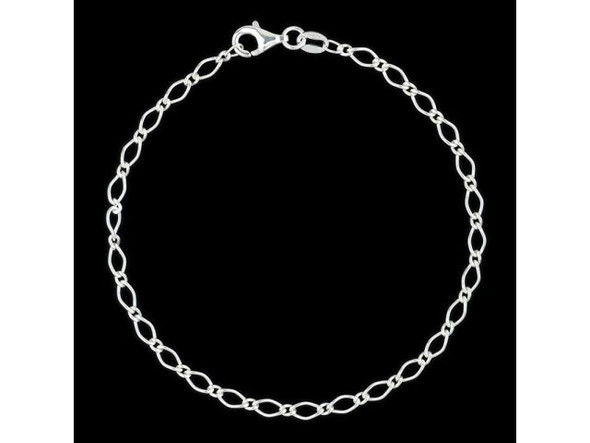 Sterling Silver Diamond Curb Bracelet, 7.5" (Each)