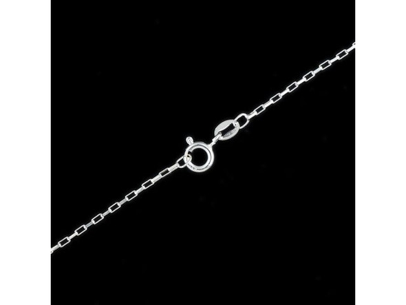 Sterling Silver Rectangle Cable Chain Necklace, 18" (Each)