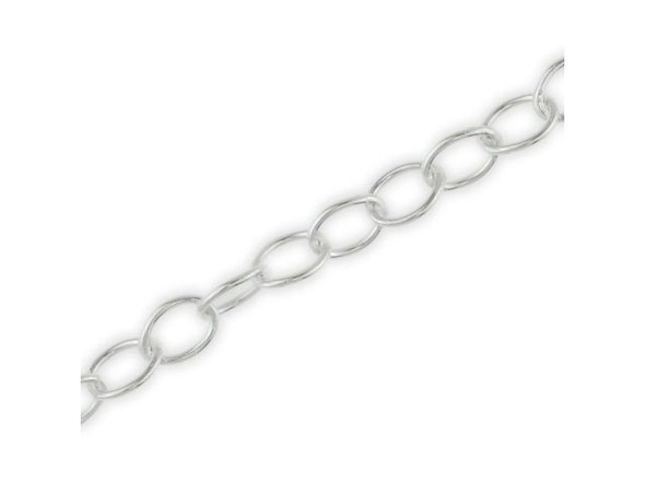 Sterling Silver Oval Cable Chain, Footage, 3.1mm (foot)