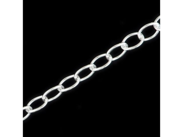 Sterling Silver Oval Cable Chain, Footage, 3.1mm (foot)