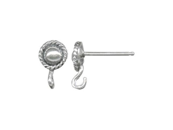Sterling Silver Earring Post with Loop and Disk (pair)