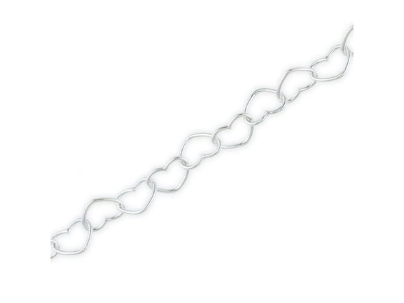 Sterling Silver Heart Link Chain, Footage, 3.7mm (foot)