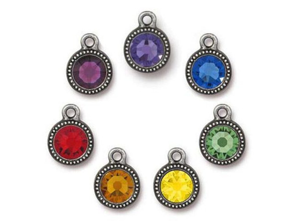 TierraCast Charms with Chakra Mix of Crystals - Antiqued Pewter Plated (pack)