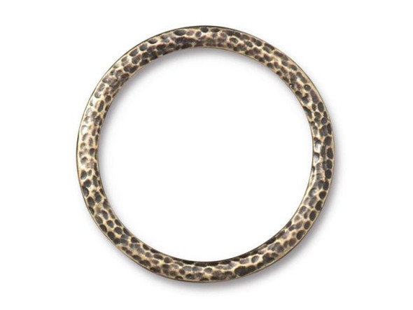 TierraCast Hammertone 1-1/4" Ring Jewelry Link - Antiqued Brass Plated (Each)