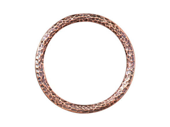 TierraCast Hammertone 1-1/4" Ring Jewelry Link - Antiqued Copper Plated (Each)