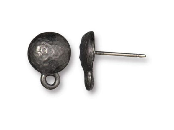TierraCast Round Hammertone Post Earring w Loop - Gunmetal Plated (pair)