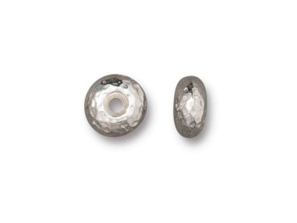 TierraCast 7mm Hammertone Rondelle Bead - White Bronze Plated (Each)