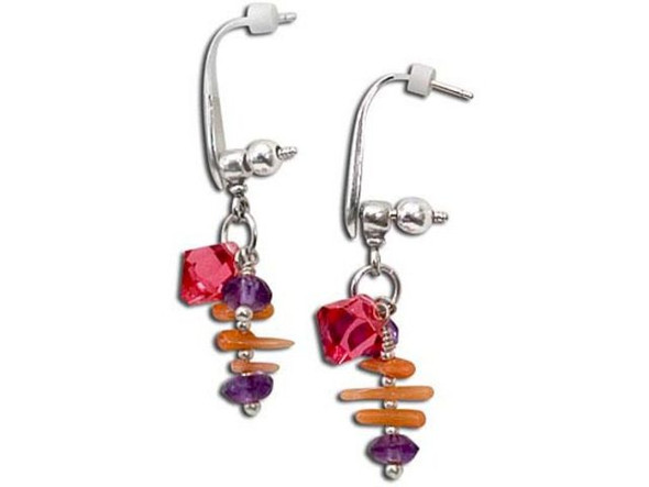 JBB Findings Sterling Silver Earring Post Findings, Changeable Bail, Plain (pair)