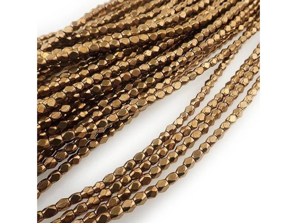 Faceted Cube Beads, 3.5mm, Bronze Plated - Special Purchase (strand)