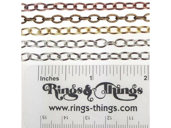 Silver Color Oval Cable Chain, 4.4mm by the SPOOL