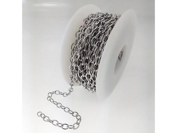 Silver Color Oval Cable Chain, 4.4mm by the SPOOL