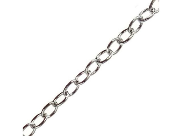 White Plated Cable Chain, 4.4mm by the FOOT