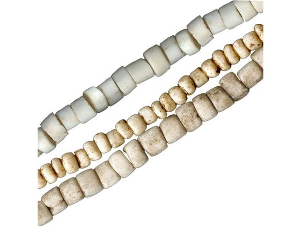 Trade Beads, White Masai Spacer, 6-9mm (strand)
