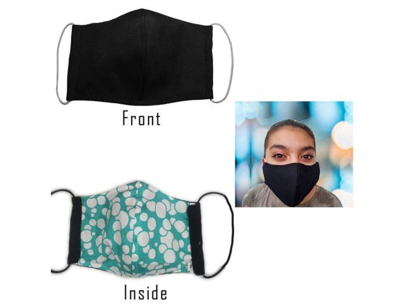 Handmade Fabric Face Masks, Black with Turquoise Bubbles Print (pack)