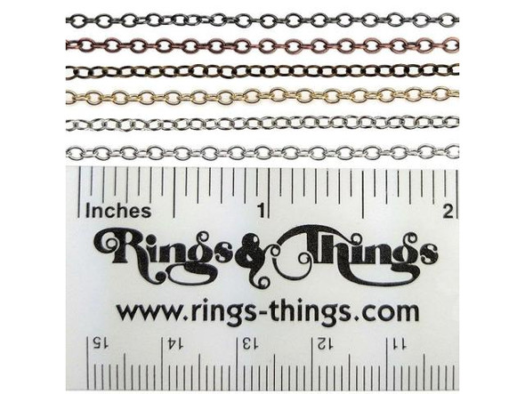 Silver Color Oval Cable Chain, 2.2mm by the SPOOL