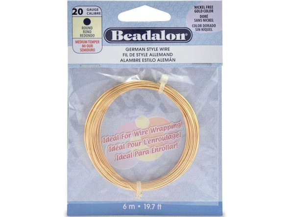 German Style Round Wire, 20-gauge - Gold Color (Each)