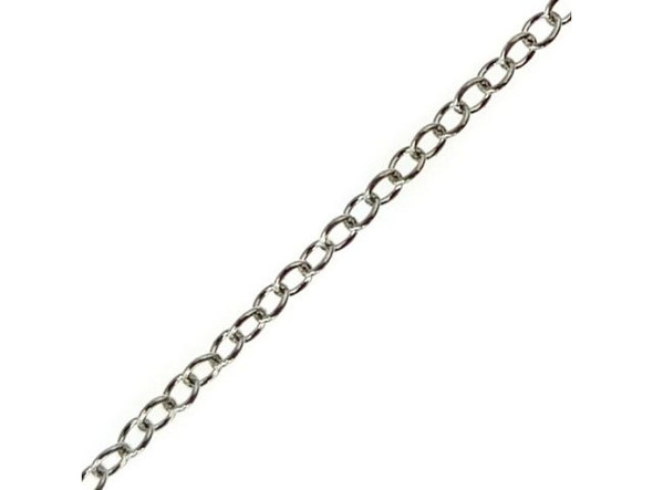 Silver Color Oval Cable Chain, 2.2mm by the FOOT