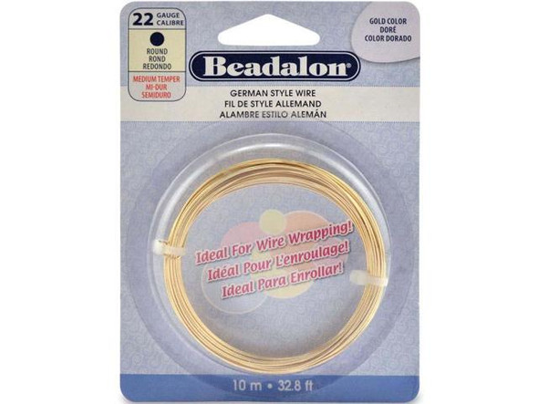 German Style Round Wire, 22-gauge - Gold Color (Each)