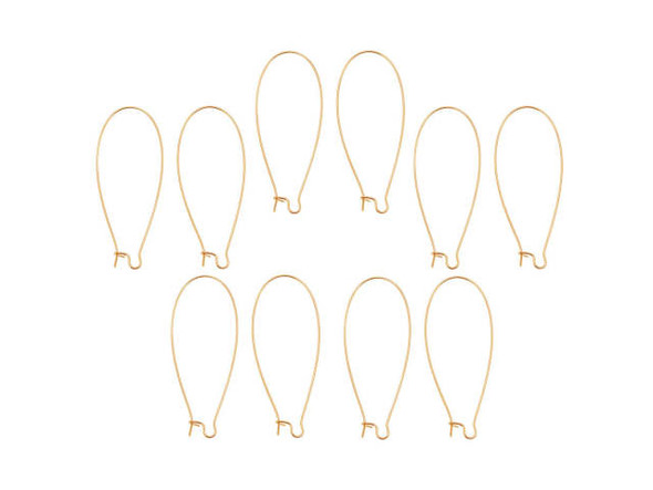 Gold Plated Kidney Ear Wire, 47mm (72 pcs)