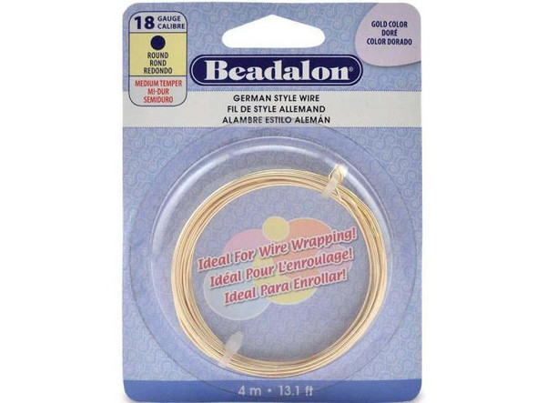 German Style Round Wire, 18-gauge - Gold Color (each)