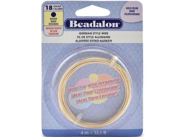 German Style Round Wire, 18-gauge - Gold Color (Each)