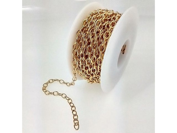 Gold Plated Oval Cable Chain, 4.4mm by the SPOOL