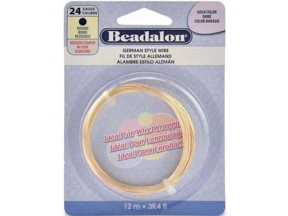 German Style Round Wire, 24-gauge - Gold Color (Each)
