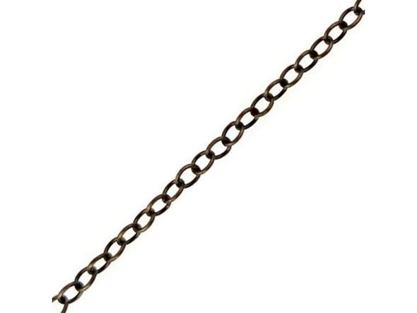 Antique Brass Color Cable Chain, 2.2mm by the FOOT