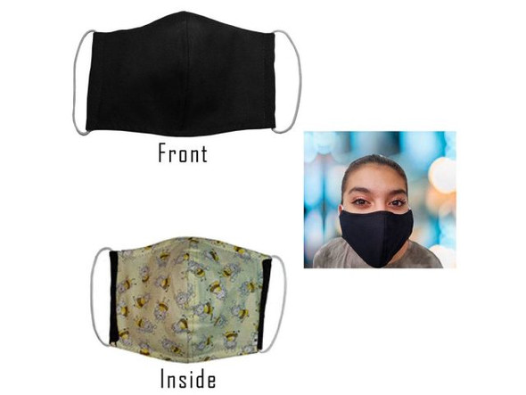 Handmade Fabric Face Masks, Black with Bee Print (pack)