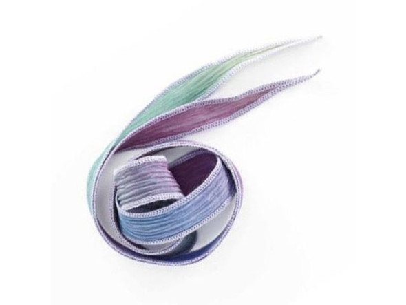 Hand Dyed Silk Ribbon, 32-36", Hydrangea Blend (Each)