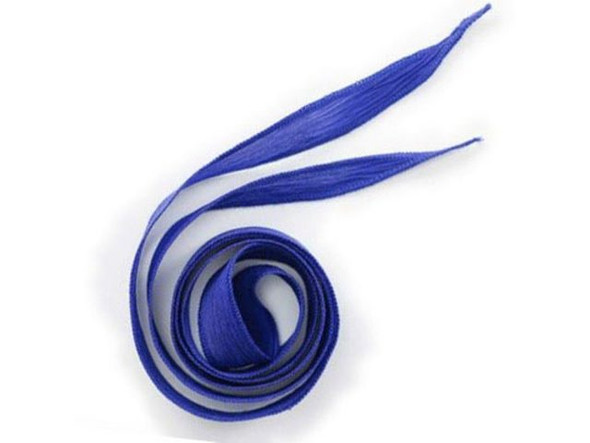 Hand Dyed Silk Ribbon, 32-36", Royal Doulton Blue (Each)