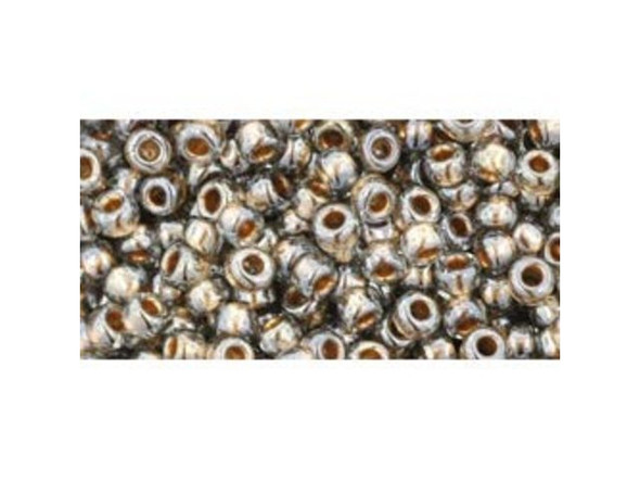 TOHO Glass Seed Bead, Size 8, 3mm, Gold-Lined Black Diamond (Tube)