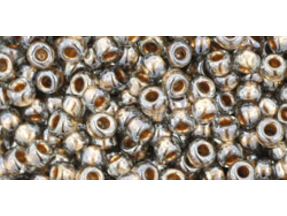 TOHO Glass Seed Bead, Size 8, 3mm, Gold-Lined Black Diamond (Tube)