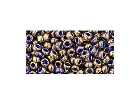 TOHO Glass Seed Bead, Size 8, 3mm, Gilded Marble Blue (Tube)