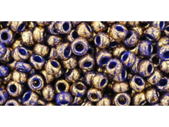 TOHO Glass Seed Bead, Size 8, 3mm, Gilded Marble Blue (Tube)